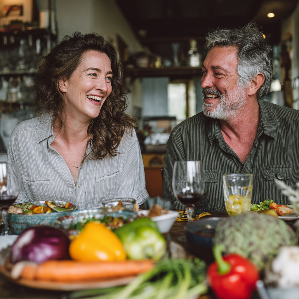 Пара насолоджується здоровим обідом